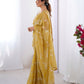 Jyoti Fashion Women's Mustard Soft Gold Crush Embroidered Designer Saree with Blouse | Swadesiicart