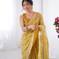 Jyoti Fashion Women's Mustard Soft Gold Crush Embroidered Designer Saree with Blouse | Swadesiicart