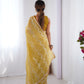 Jyoti Fashion Women's Mustard Soft Gold Crush Embroidered Designer Saree with Blouse | Swadesiicart