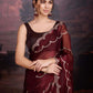 Jyoti Fashion Women's Brown Jimmy Choo Embroidered Designer Saree with Blouse | Swadesiicart