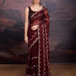 Jyoti Fashion Women's Brown Jimmy Choo Embroidered Designer Saree with Blouse | Swadesiicart