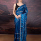 Jyoti Fashion Women's Blue Jimmy Choo Embroidered Designer Saree with Blouse | Swadesiicart