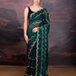 Jyoti Fashion Women's Bottle Green Jimmy Choo Embroidered Designer Saree with Blouse | Swadesiicart