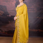 Jyoti Fashion Women's Yellow Art Silk Sequins Embroidered Designer Saree with Blouse | Swadesiicart