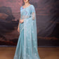 Jyoti Fashion Women's Sky Blue Jimmy Choo Sequins Embroidered Designer Saree with Blouse | Swadesiicart