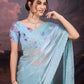 Jyoti Fashion Women's Sky Blue Jimmy Choo Sequins Embroidered Designer Saree with Blouse | Swadesiicart