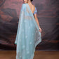 Jyoti Fashion Women's Sky Blue Jimmy Choo Sequins Embroidered Designer Saree with Blouse | Swadesiicart