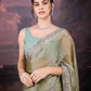 Jyoti Fashion Women's Sea Green Jimmy Choo Sequins Embroidered Designer Saree with Blouse | Swadesiicart