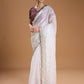 Jyoti Fashion Women's White Jimmy Choo Sequins Embroidered Designer Saree with Blouse | Swadesiicart