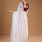 Jyoti Fashion Women's White Jimmy Choo Sequins Embroidered Designer Saree with Blouse | Swadesiicart