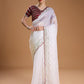 Jyoti Fashion Women's White Jimmy Choo Sequins Embroidered Designer Saree with Blouse | Swadesiicart