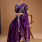Jyoti Fashion Women's Purple Jimmy Choo Sequins Embroidered Designer Saree with Blouse | Swadesiicart
