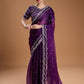 Jyoti Fashion Women's Purple Jimmy Choo Sequins Embroidered Designer Saree with Blouse | Swadesiicart