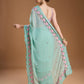 Jyoti Fashion Women's Sky Blue Chiffon Satin Embroidered Designer Saree with Blouse | Swadesiicart