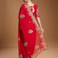 Jyoti Fashion Women's Red Jimmy Choo Embroidered & Coding Designer Saree with Blouse | Swadesiicart