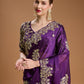 Jyoti Fashion Women's Purple Jimmy Choo Embroidered & Coding Designer Saree with Blouse | Swadesiicart