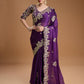 Jyoti Fashion Women's Purple Jimmy Choo Embroidered & Coding Designer Saree with Blouse | Swadesiicart