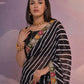 Jyoti Fashion Women's Black Coding Sequence Georgette Saree with Blouse | Swadesiicart