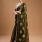 Jyoti Fashion Women's Dark Green Jimmy Choo Sequins Embroidered Designer Saree with Blouse | Swadesiicart