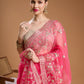 Jyoti Fashion Women's Pink Net Sequins Embroidered Designer Saree with Blouse | Swadesiicart