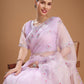 Jyoti Fashion Women's Light Purple Net Sequins Embroidered Designer Saree with Blouse | Swadesiicart