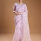 Jyoti Fashion Women's Light Purple Net Sequins Embroidered Designer Saree with Blouse | Swadesiicart