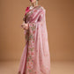 Jyoti Fashion Women's Baby Pink Jimmy Choo Sequins Coding Embroidered Designer Saree with Blouse | Swadesiicart