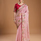 Jyoti Fashion Women's Baby Pink Jimmy Choo Sequins Coding Embroidered Designer Saree with Blouse | Swadesiicart