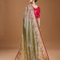 Jyoti Fashion Women's Sea Green Jimmy Choo Sequins Coding Embroidered Designer Saree with Blouse | Swadesiicart