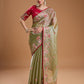 Jyoti Fashion Women's Sea Green Jimmy Choo Sequins Coding Embroidered Designer Saree with Blouse | Swadesiicart