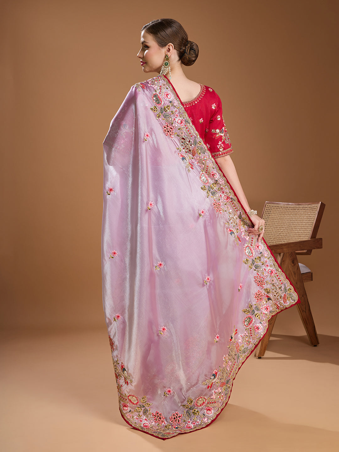 Jyoti Fashion Women's Purple Jimmy Choo Sequins Coding Embroidered Designer Saree with Blouse | Swadesiicart