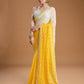 Jyoti Fashion Women's Yellow Georgette Embroidered Mirror Designer Saree with Blouse | Swadesiicart