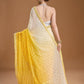 Jyoti Fashion Women's Yellow Georgette Embroidered Mirror Designer Saree with Blouse | Swadesiicart