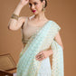 Jyoti Fashion Women's Sky Blue Georgette Sequins Embroidered Designer Saree with Blouse | Swadesiicart