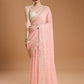 Jyoti Fashion Women's Peach Georgette Sequins Embroidered Designer Saree with Blouse | Swadesiicart