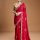 Jyoti Fashion Women's Maroon Chiffon Satin Sequins Embroidered Designer Saree with Blouse | Swadesiicart