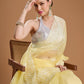 Jyoti Fashion Women's Yellow Net Sequins Embroidered Designer Saree with Blouse | Swadesiicart