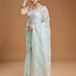 Jyoti Fashion Women's Sky Blue Net Sequins Embroidered Designer Saree with Blouse | Swadesiicart