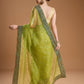 Jyoti Fashion Women's Green Organza Sequins Embroidered Designer Saree with Blouse | Swadesiicart