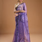 Jyoti Fashion Women's Purple Organza Sequins Embroidered Designer Saree with Blouse | Swadesiicart