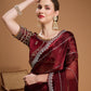 Jyoti Fashion Women's Brown Jimmy Choo Sequins Embroidered Designer Saree with Blouse | Swadesiicart