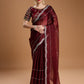 Jyoti Fashion Women's Brown Jimmy Choo Sequins Embroidered Designer Saree with Blouse | Swadesiicart