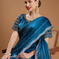 Jyoti Fashion Women's Teal Jimmy Choo Sequins Embroidered Designer Saree with Blouse | Swadesiicart