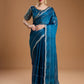 Jyoti Fashion Women's Teal Jimmy Choo Sequins Embroidered Designer Saree with Blouse | Swadesiicart