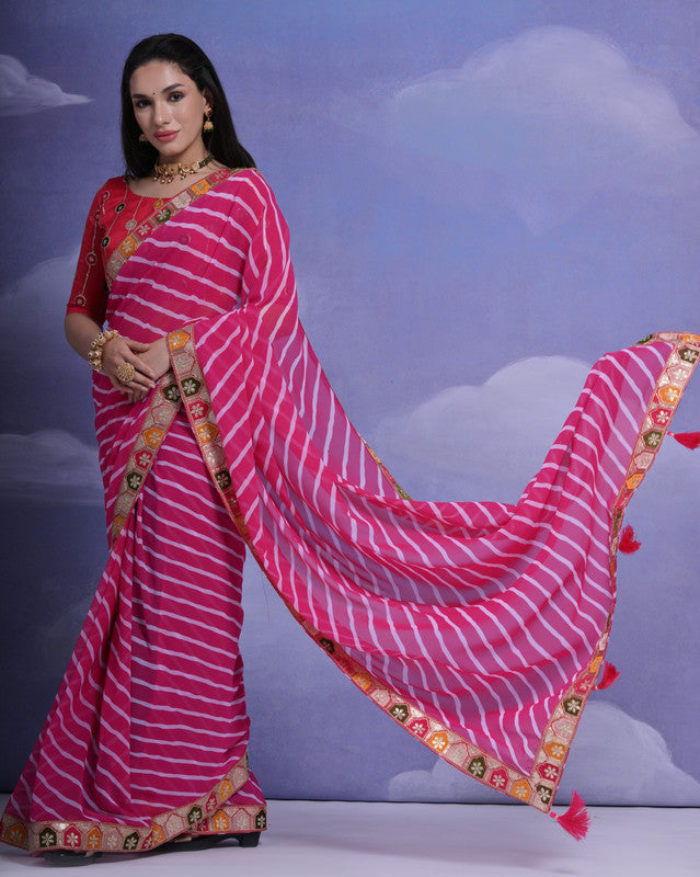 Jyoti Fashion Women's Rani Coding Sequence Georgette Saree with Blouse | Swadesiicart