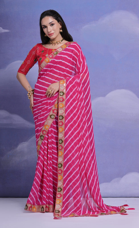Jyoti Fashion Women's Rani Coding Sequence Georgette Saree with Blouse | Swadesiicart