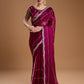 Jyoti Fashion Women's Wine Jimmy Choo Sequins Embroidered Designer Saree with Blouse | Swadesiicart