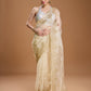 Jyoti Fashion Women's Cream Net Sequins Embroidered Designer Saree with Blouse | Swadesiicart