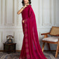 Jyoti Fashion Women's Rani Pink Fandy Satin Handwork Designer Saree with Blouse | Swadesiicart
