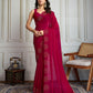 Jyoti Fashion Women's Rani Pink Fandy Satin Handwork Designer Saree with Blouse | Swadesiicart